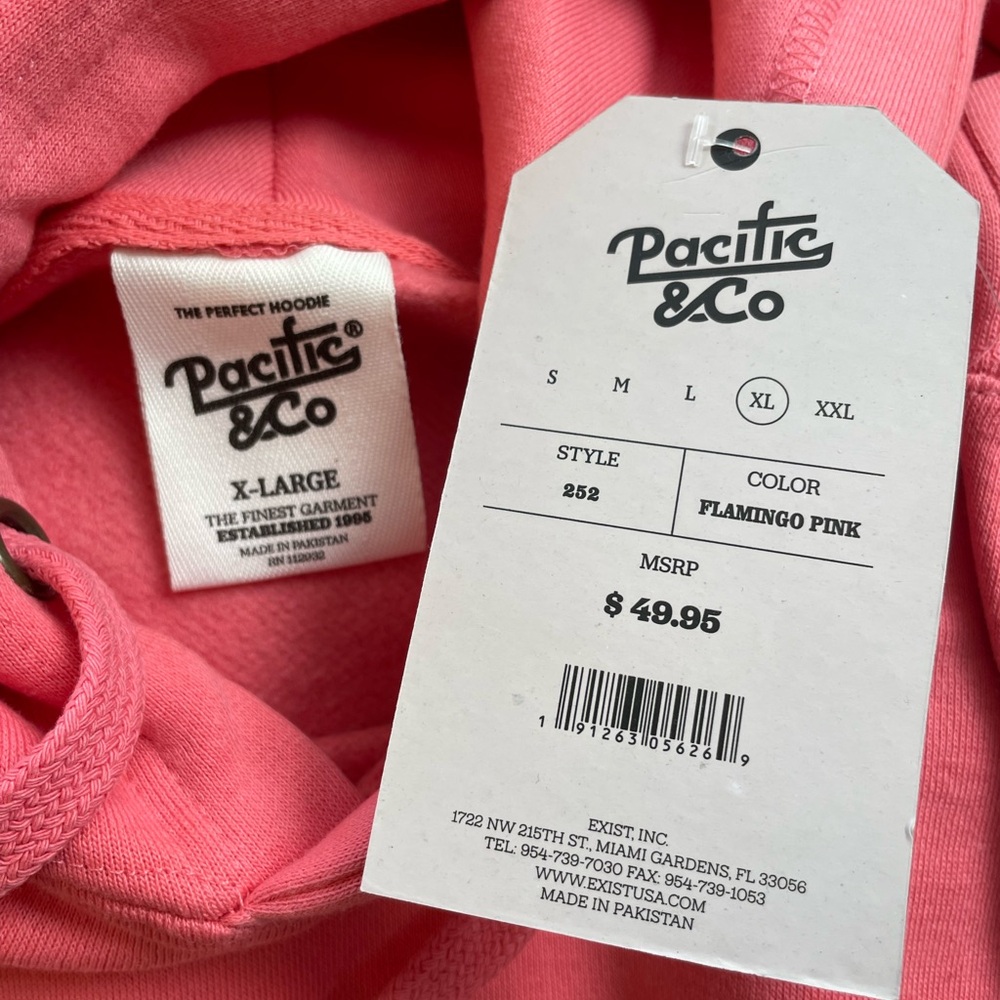 New PACIFIC & Co Adult Size Large Pullover Long Sleeve Sweatshirt Hoodie Pink - Picture 7 of 7